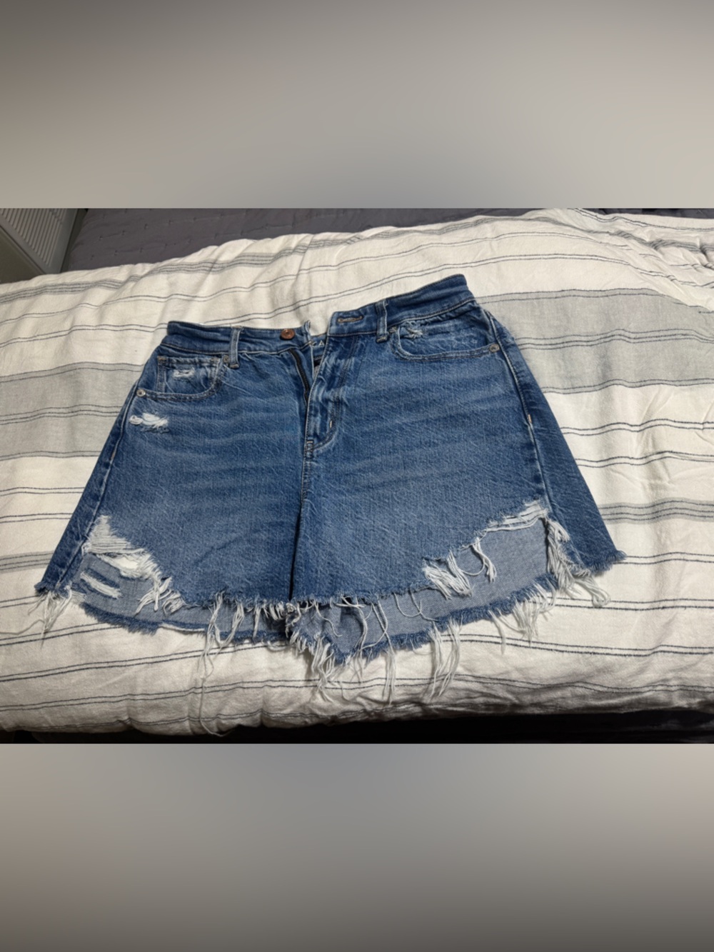 American Eagle Outfitters Distressed Blue Denim Cutoff Shorts